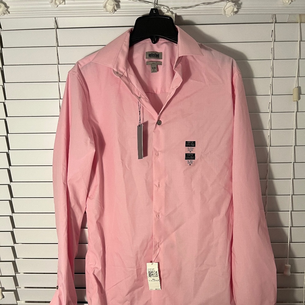 NWT Kenneth Cole Unlisted Slim Fit Men’s Dress Shirt in Pink